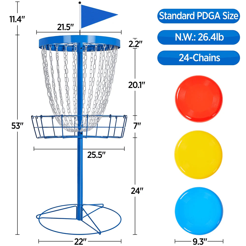 Portable Disc Golf Basket with 3 Discs and Carrying Bag Q66160