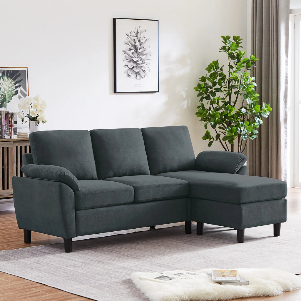 Modern Fabric L-Shaped Sectional Sofa with Ottoman F9262