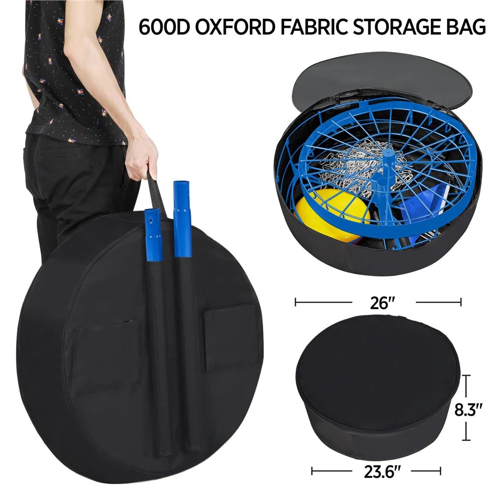 Portable Disc Golf Basket with 3 Discs and Carrying Bag Q66160