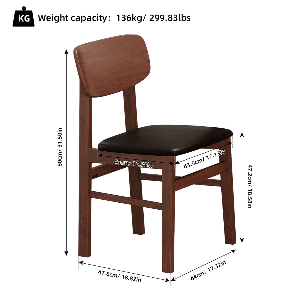 5-Piece Compact Rustic Dining Set with 4 Chairs J368