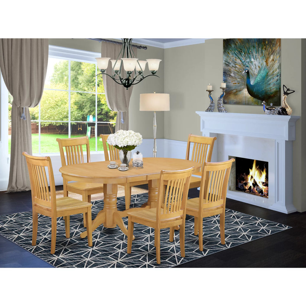 7 Piece Oak Wood Dining Set C83302