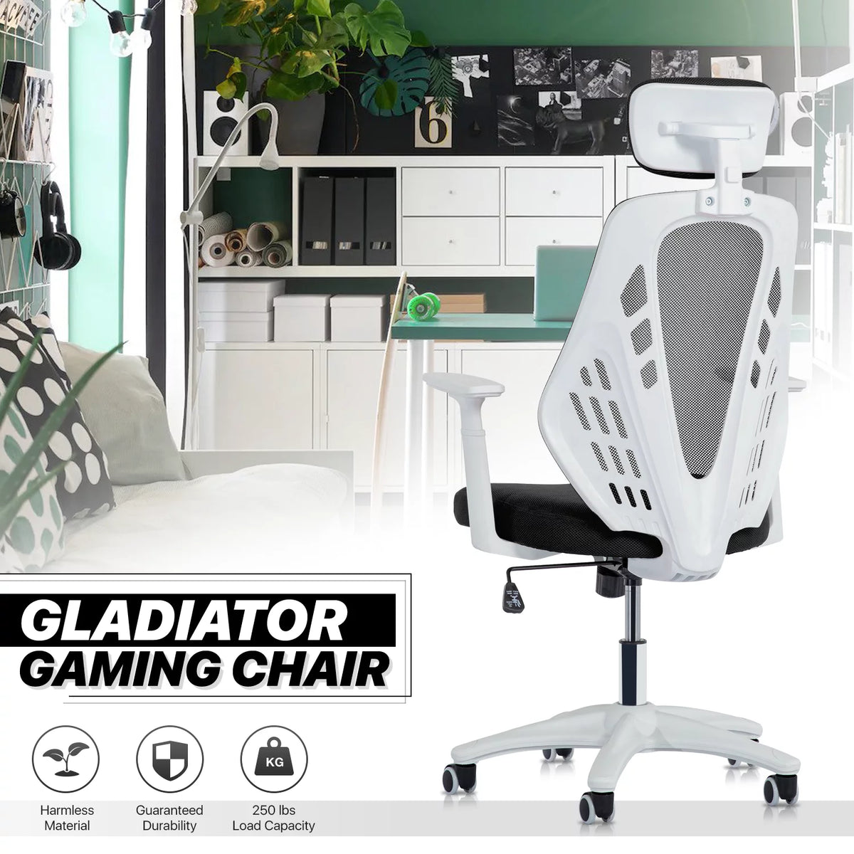 Black Mesh High Back Task Chair with Headrest A102