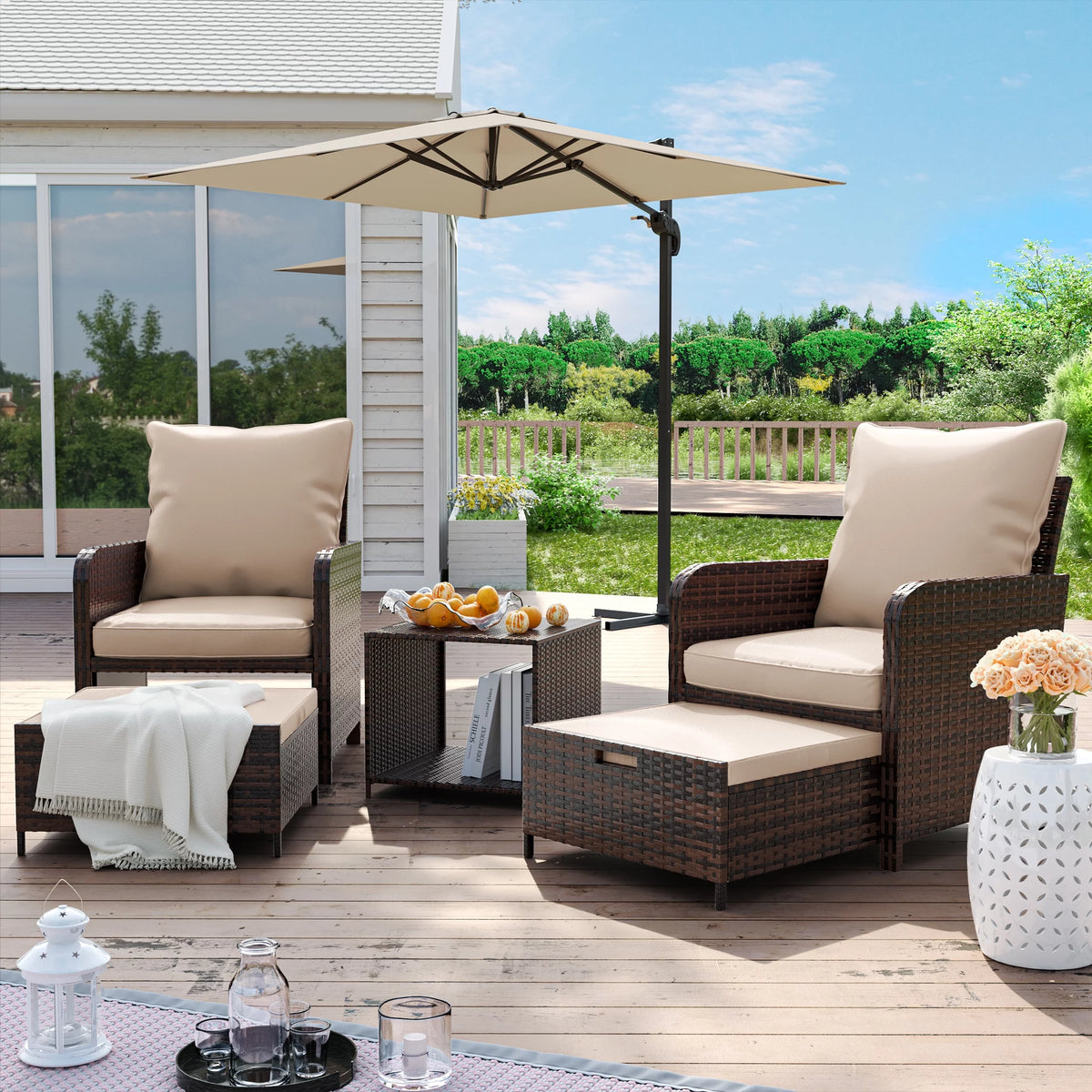 Khaki 5 Piece Patio Furniture Set O426