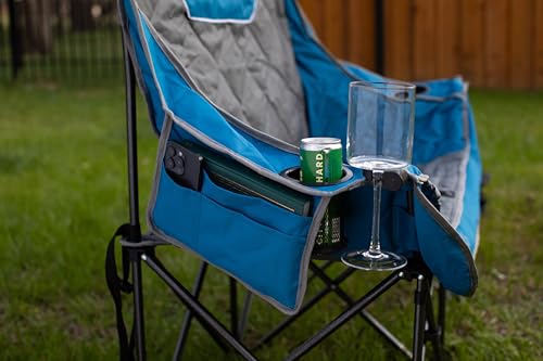 Double Camping Chair with Cup Holders, Blue & Grey G435919