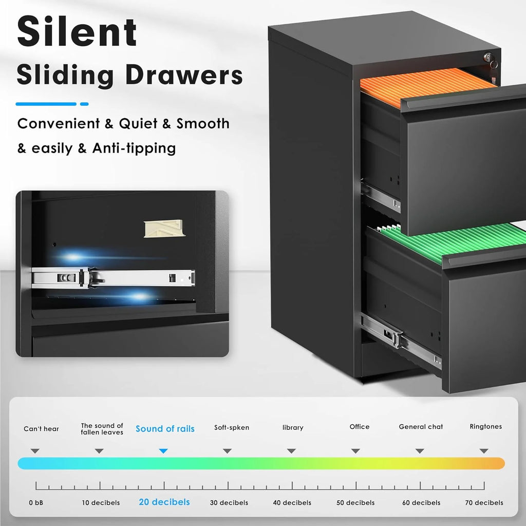 2 Drawer Metal Vertical File Cabinet with Lock F23174
