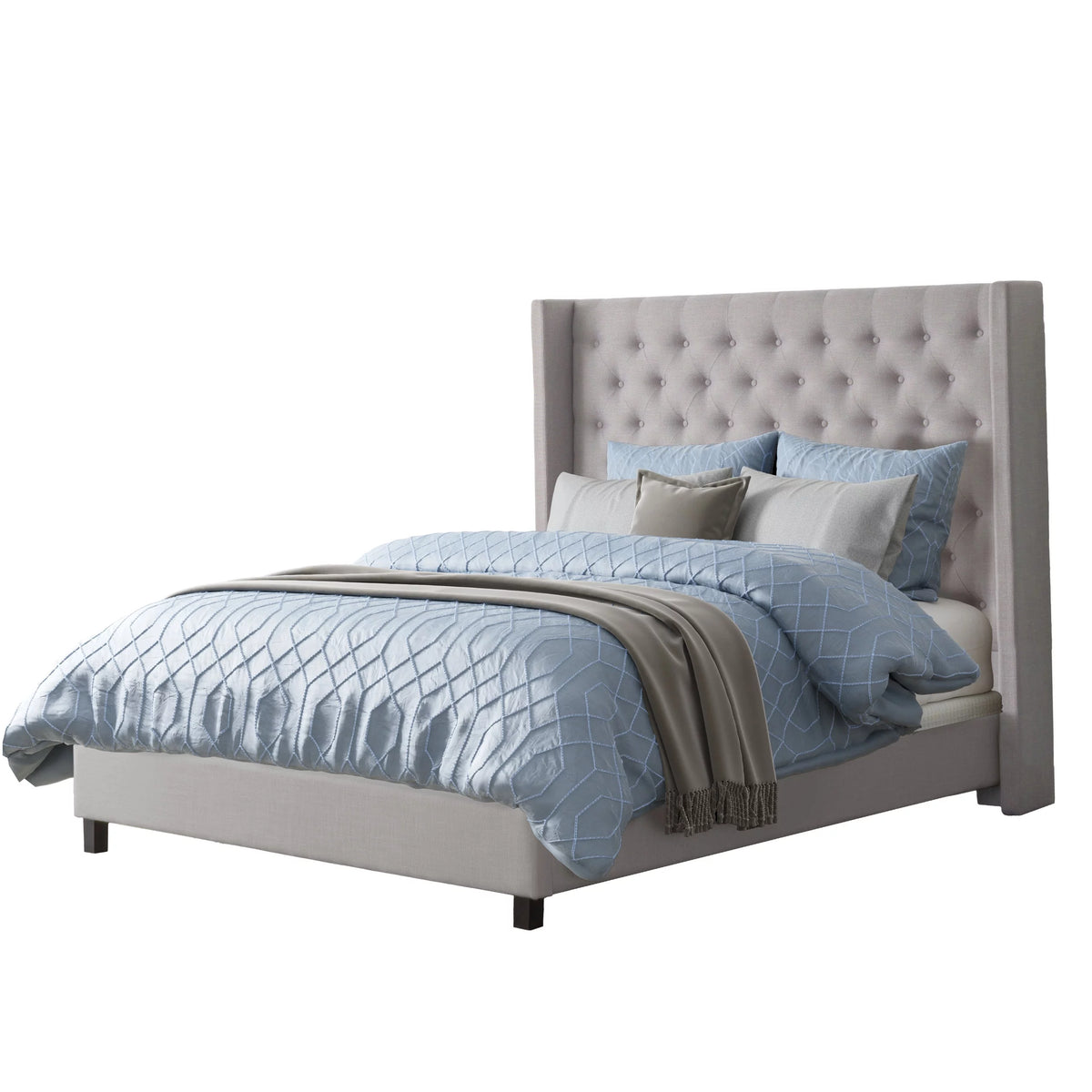 Tufted Fabric Wing Bed King I342