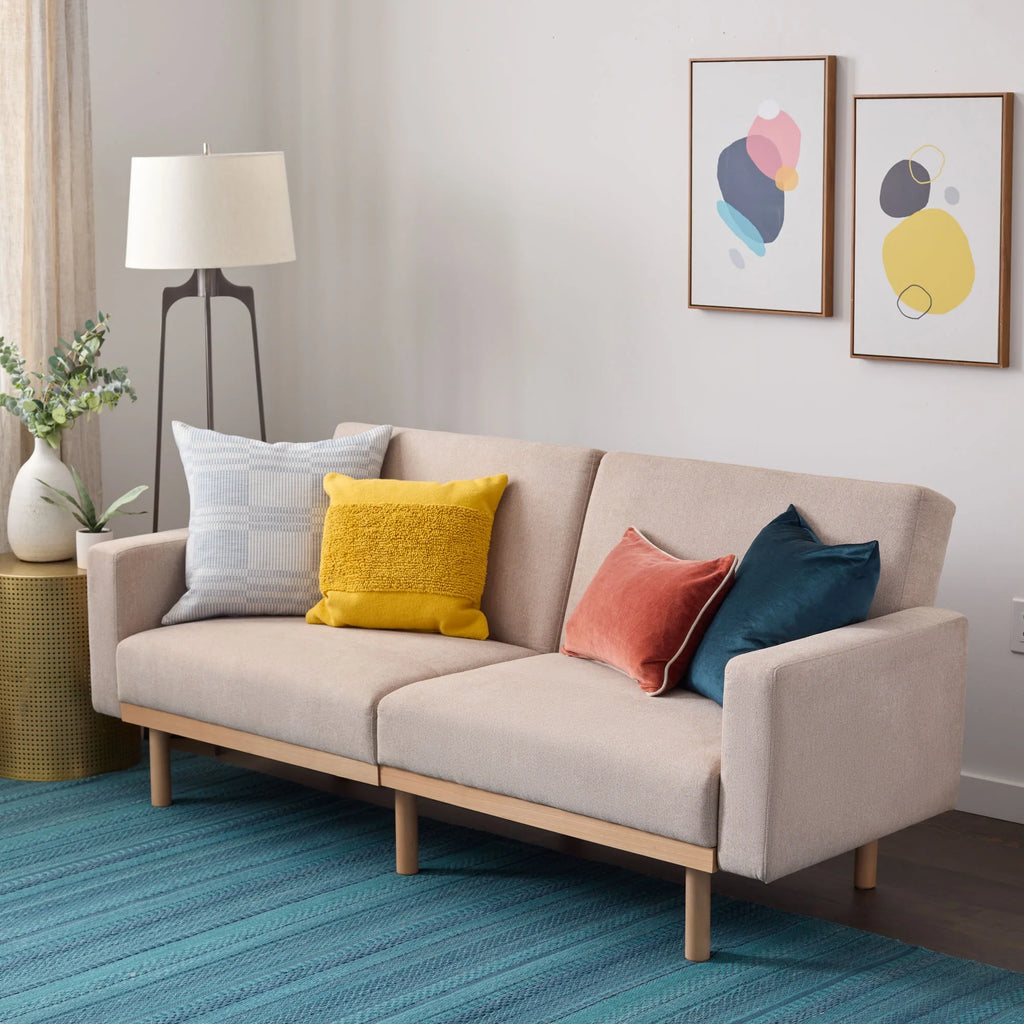 Light Gray Upholstered Wood Base Futon U62924