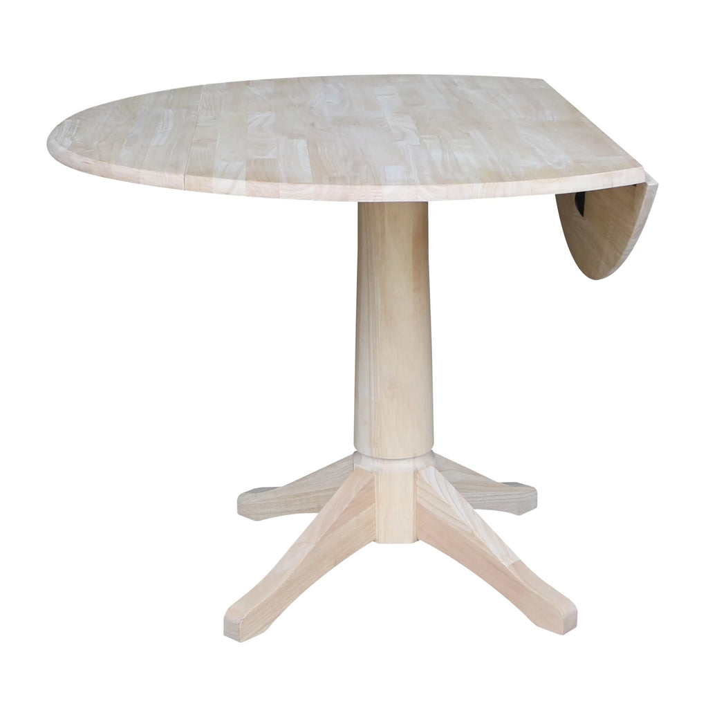 42" Round Solid Wood Dual Drop Leaf Pedestal Table R71045