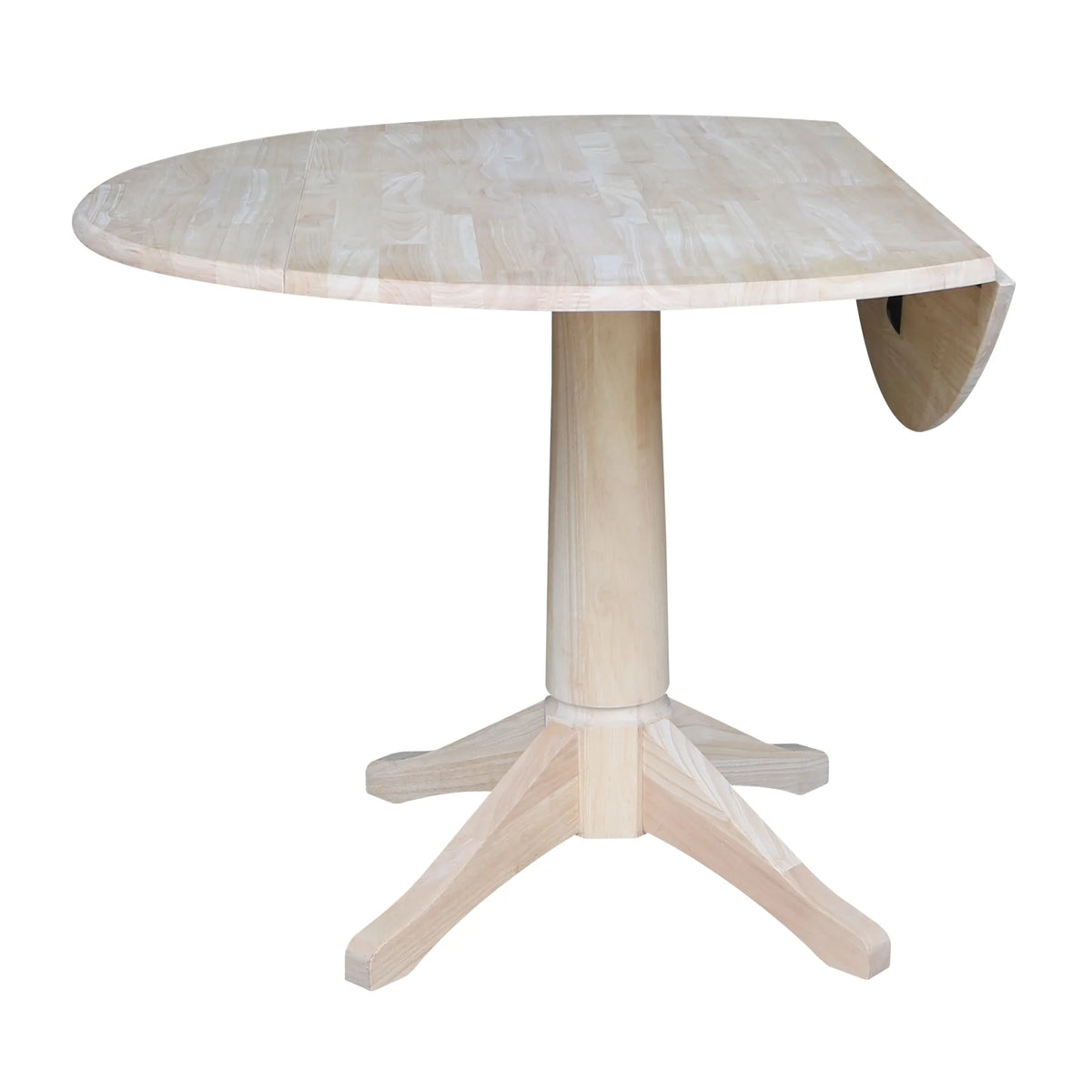 42" Round Solid Wood Dual Drop Leaf Pedestal Table R71045