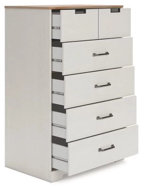 Whitewash 5 Drawer Wood Chest of Drawers W635362