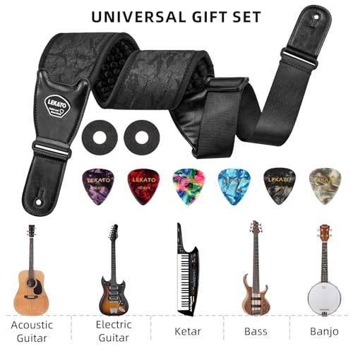 3.5" Wide Padded Adjustable Guitar Strap with Strap Locks E545819