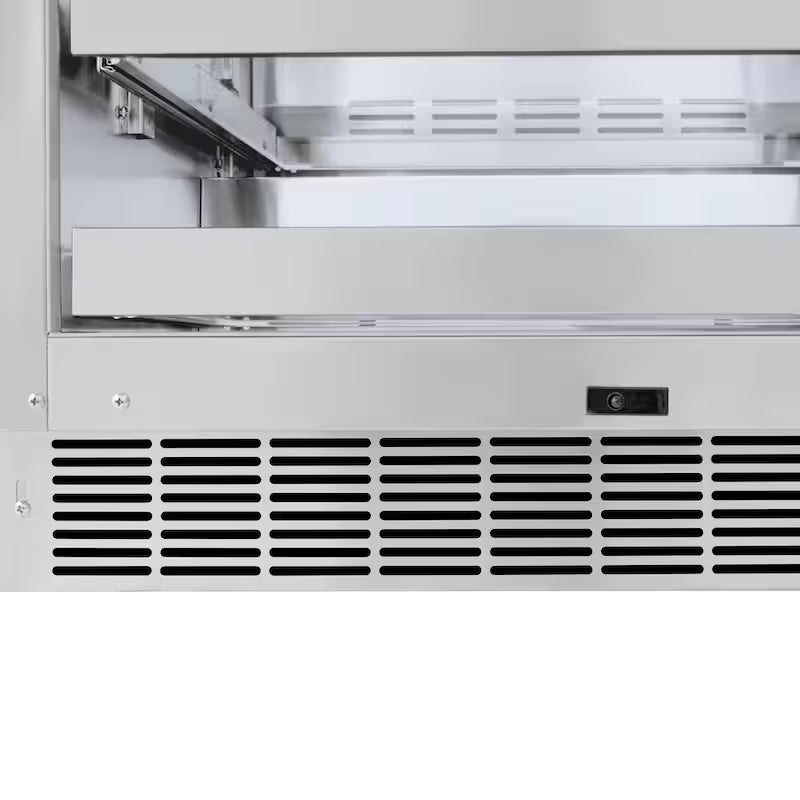 24 in. Single Zone 151-Can Beverage Fridge with Glass Door in Stainless Steel Q394126