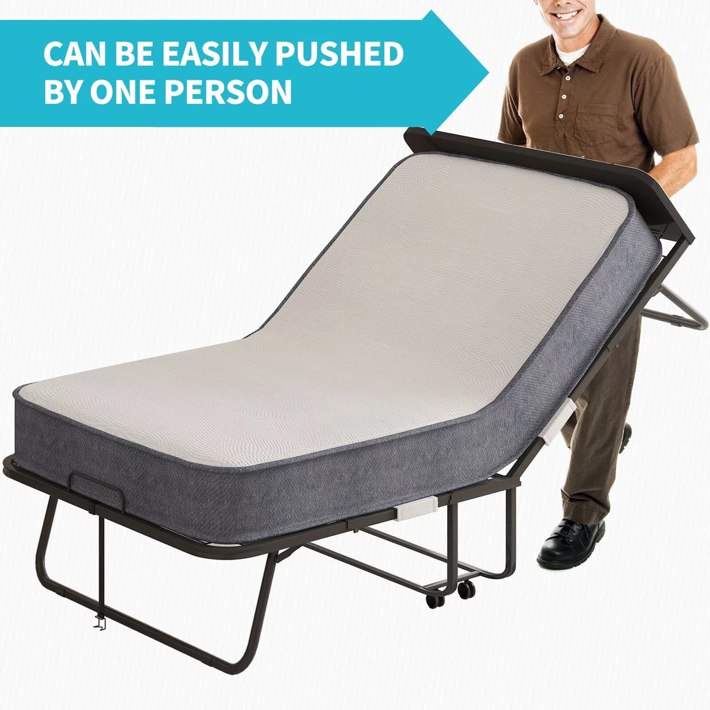 Folding Bed with Memory Foam Mattress and Headboard L38767