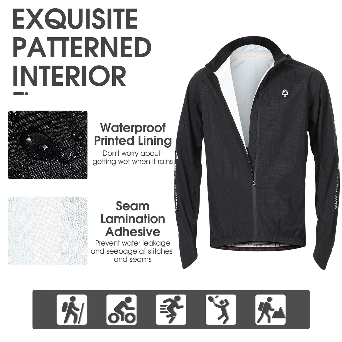 Black Windproof Cycling Jacket S24383