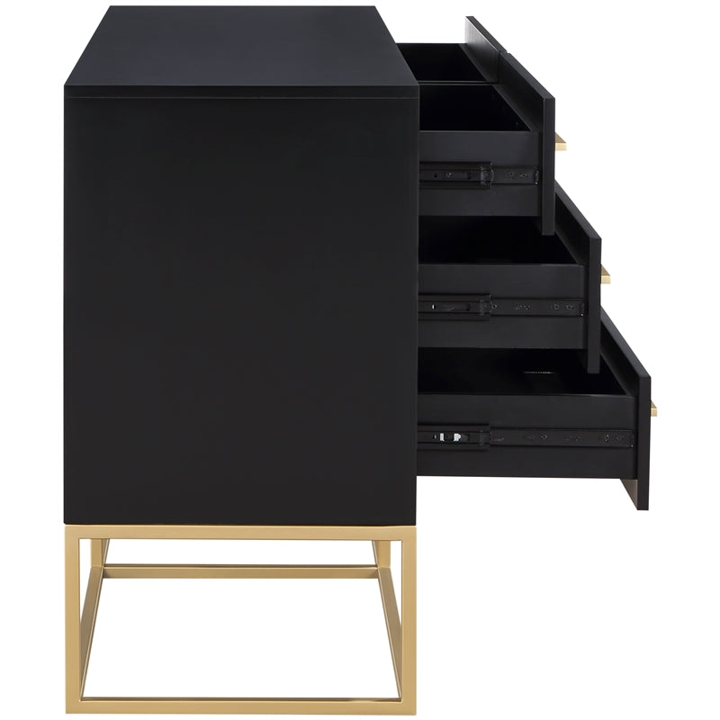 Black Dresser with Gold Metal Legs and Handle A8084
