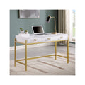 White Lacquered Computer Desk with Gold Frame Q8582