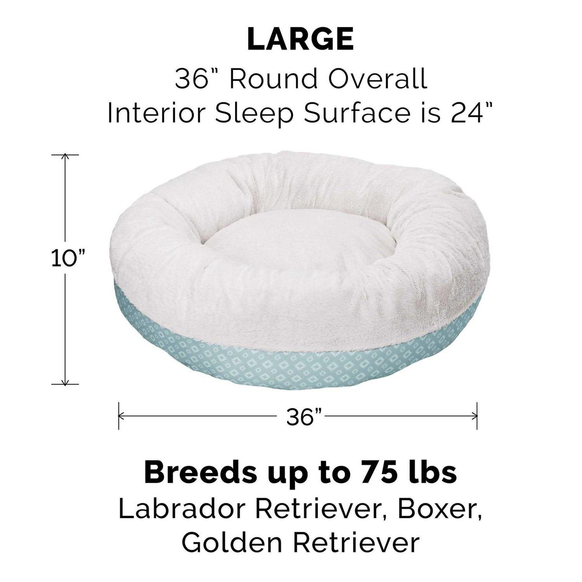 Plush Diamond Print Calming Donut Pet Bed C7100