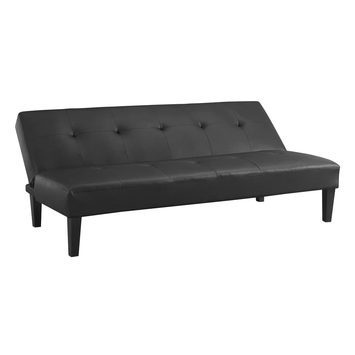 Black Faux Leather Convertible Futon Sofa Bed C80018