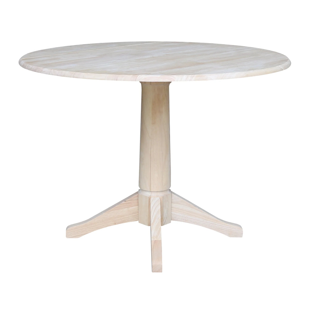 42" Round Solid Wood Dual Drop Leaf Pedestal Table R71045