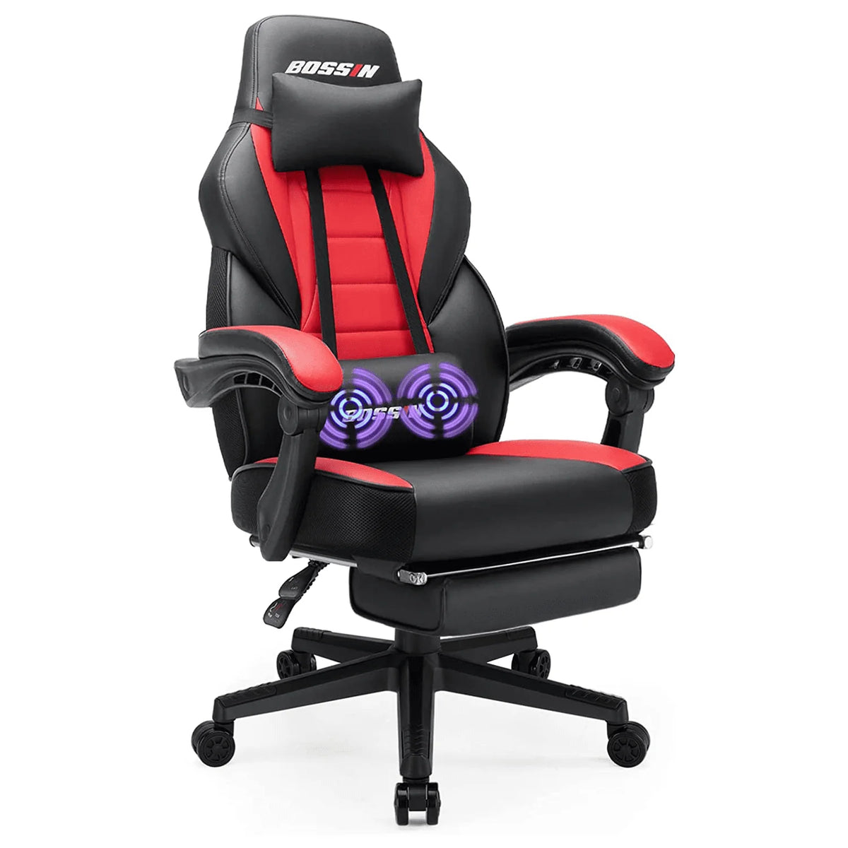 Gaming Chair with Footrest and Massage P43346