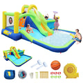 7 in 1 Inflatable Water Park with Slide Splash Pool O684345