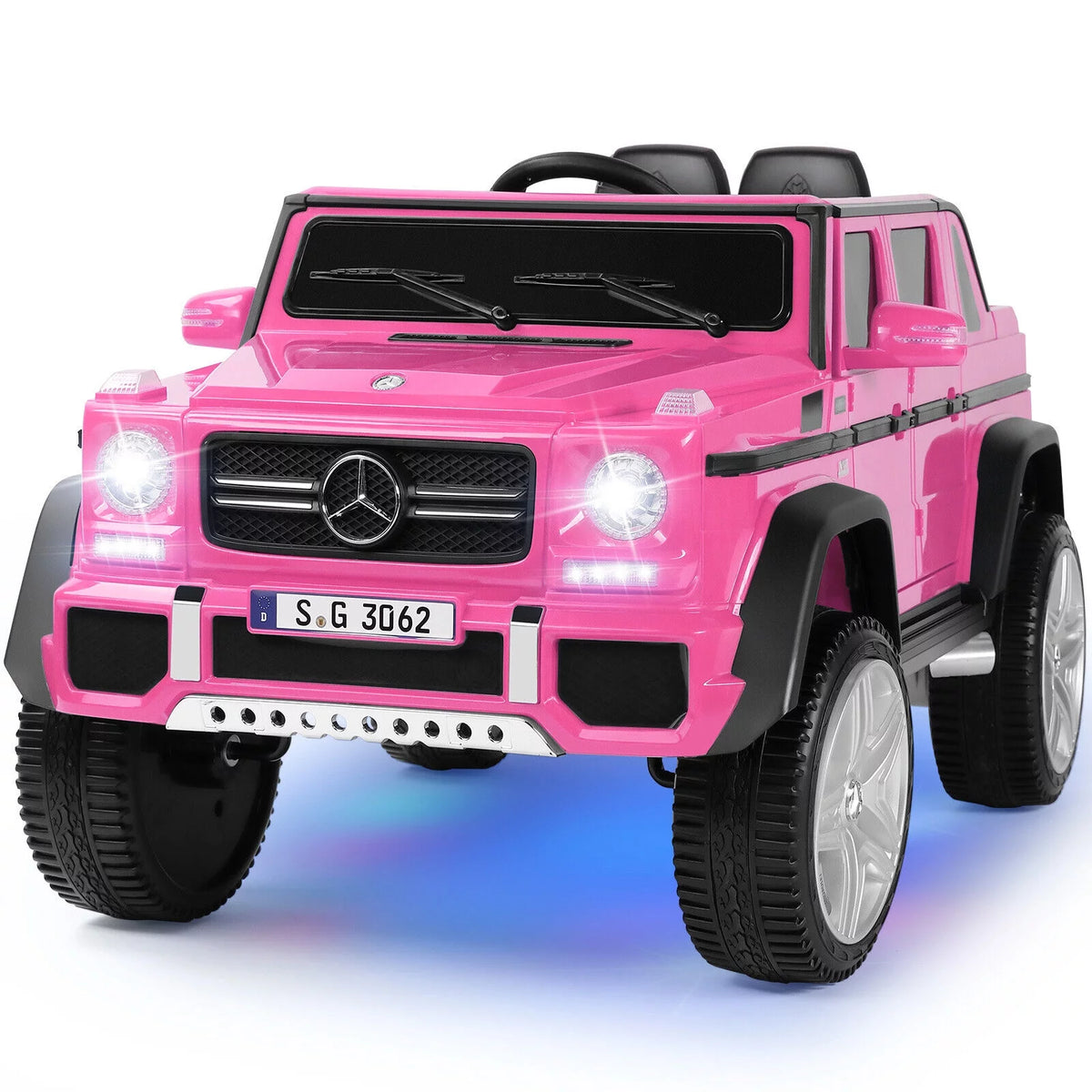 12V Kids Ride On Car with Remote Control, 3 Speeds, LED Lights, Bluetooth, Music (Pink) T522