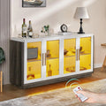 White Wood Sideboard Buffet Cabinet with Storage D780614