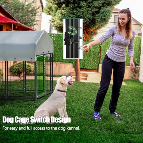 Large Heavy Duty Dog Kennel with Roof 8'x4'x6' N3599