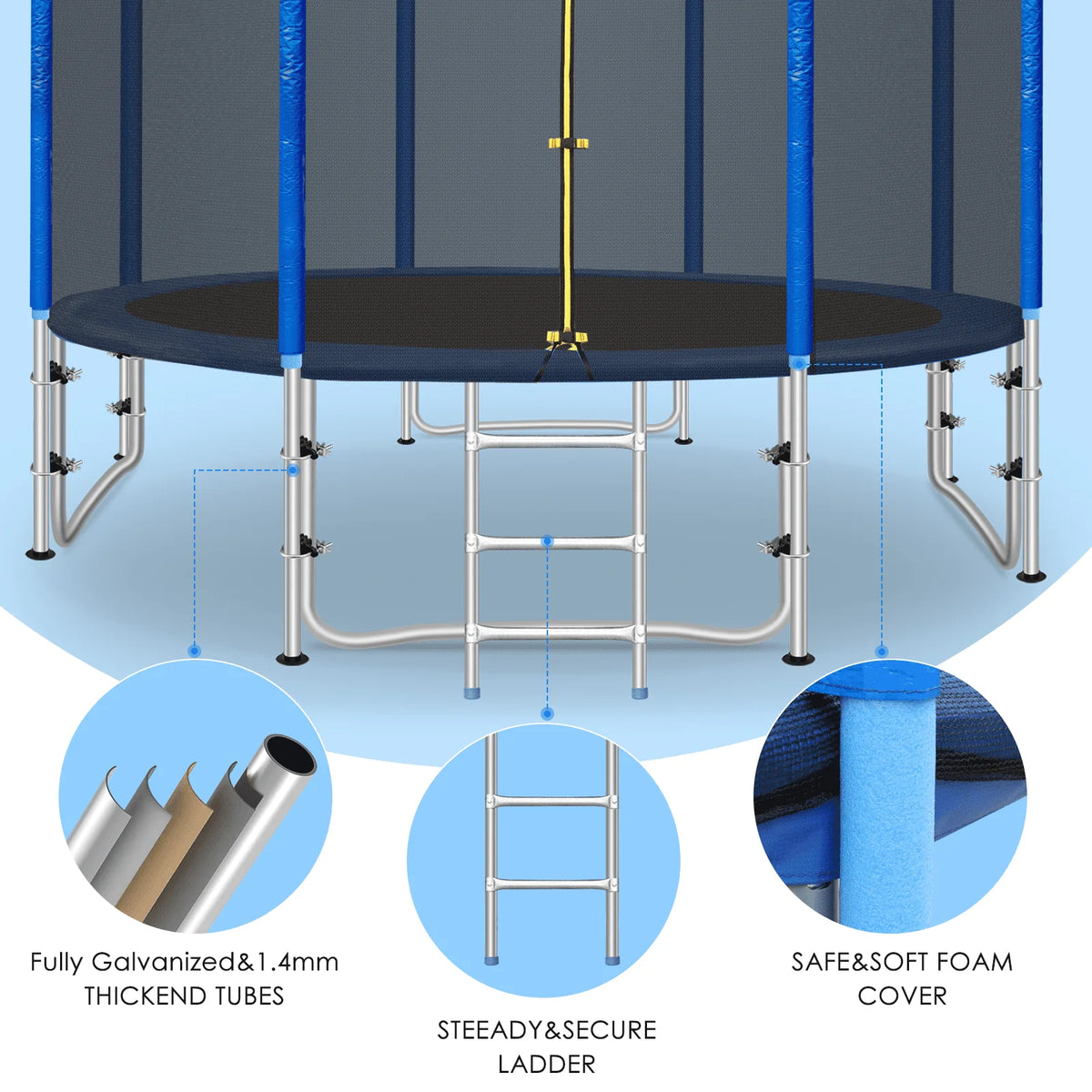 8FT Round Trampoline with Safety Enclosure Net and Ladder P19741