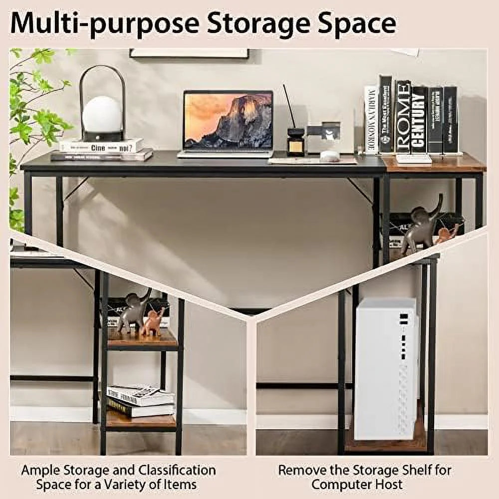 55” Computer Desk with 2-Tier Shelves R65261