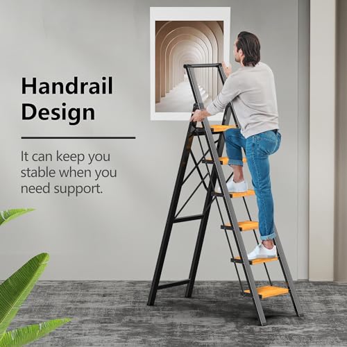 2 Step Ladder Portable Folding Step Stool with Anti-Slip Pedal, White, 300lbs U186