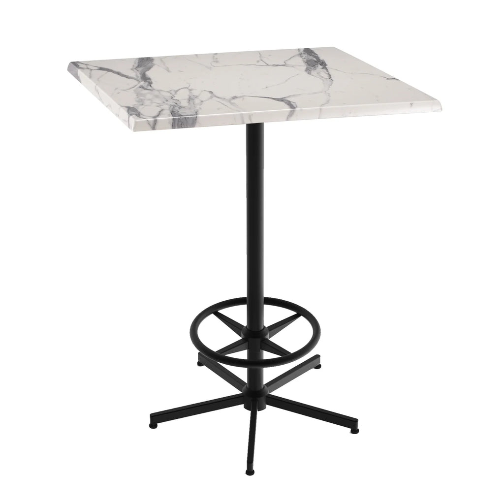 42" Black Square Table with 30" White Marble Top N535079