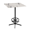 42" Black Square Table with 30" White Marble Top N535079