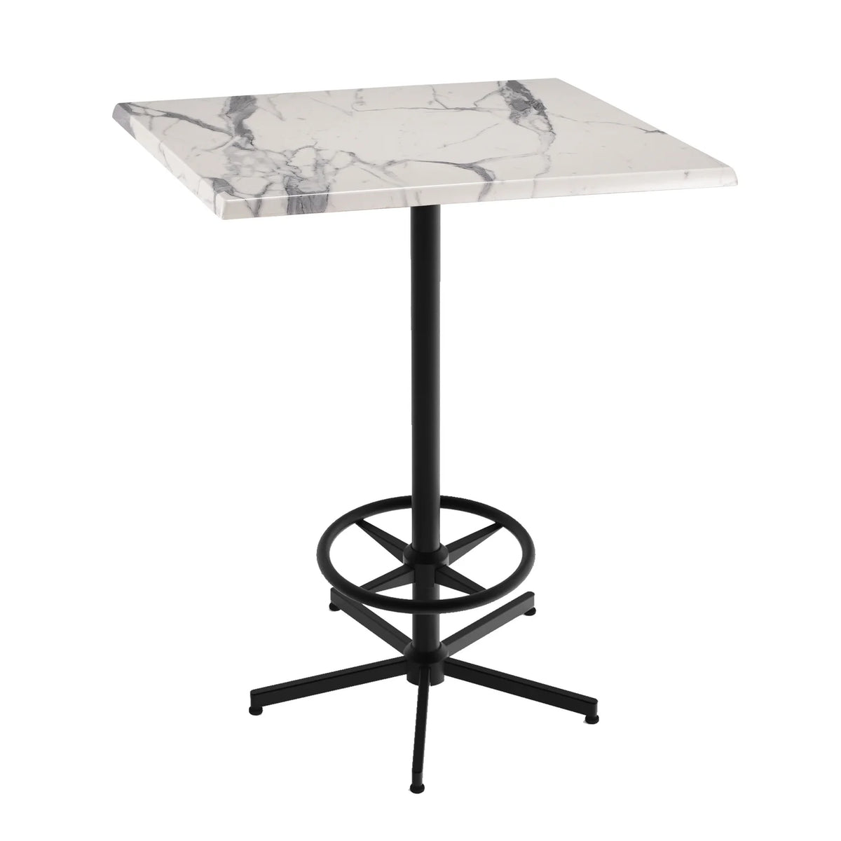 42" Black Square Table with 30" White Marble Top N535079