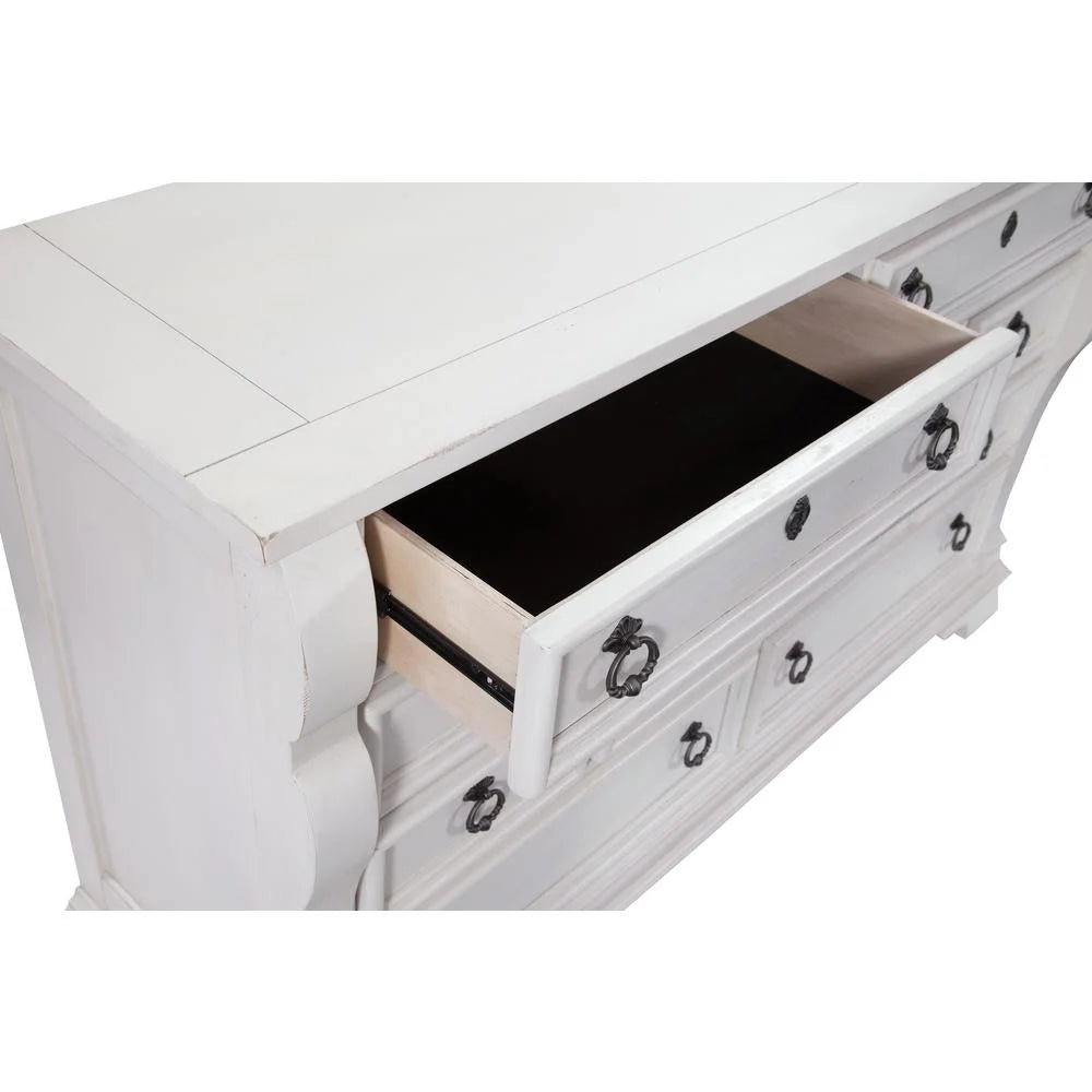 Antique White Dresser and Mirror X594