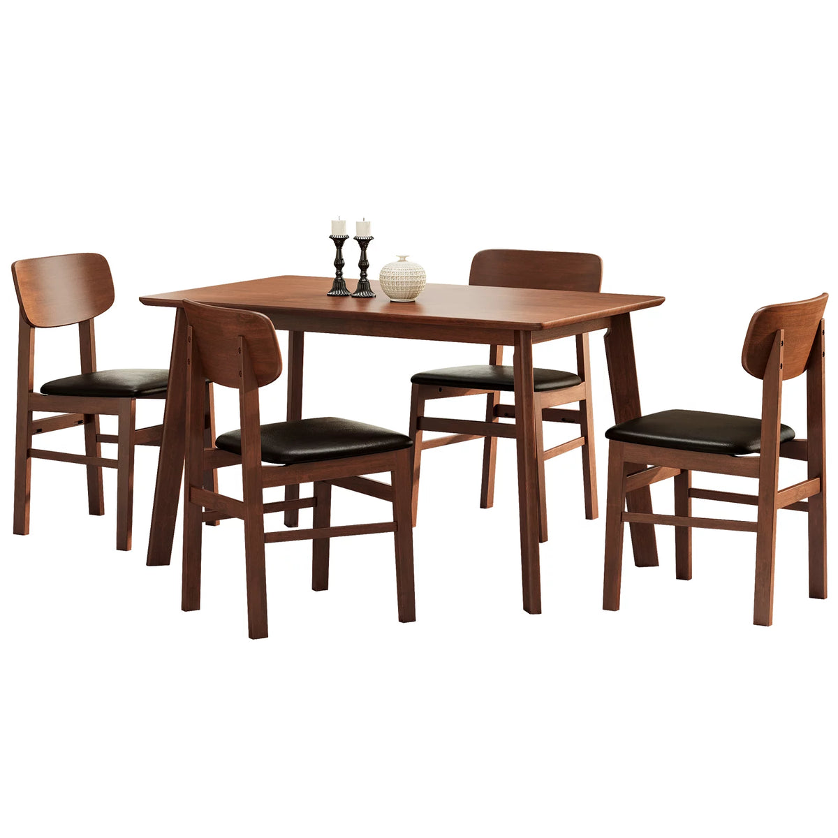 5-Piece Compact Rustic Dining Set with 4 Chairs J368