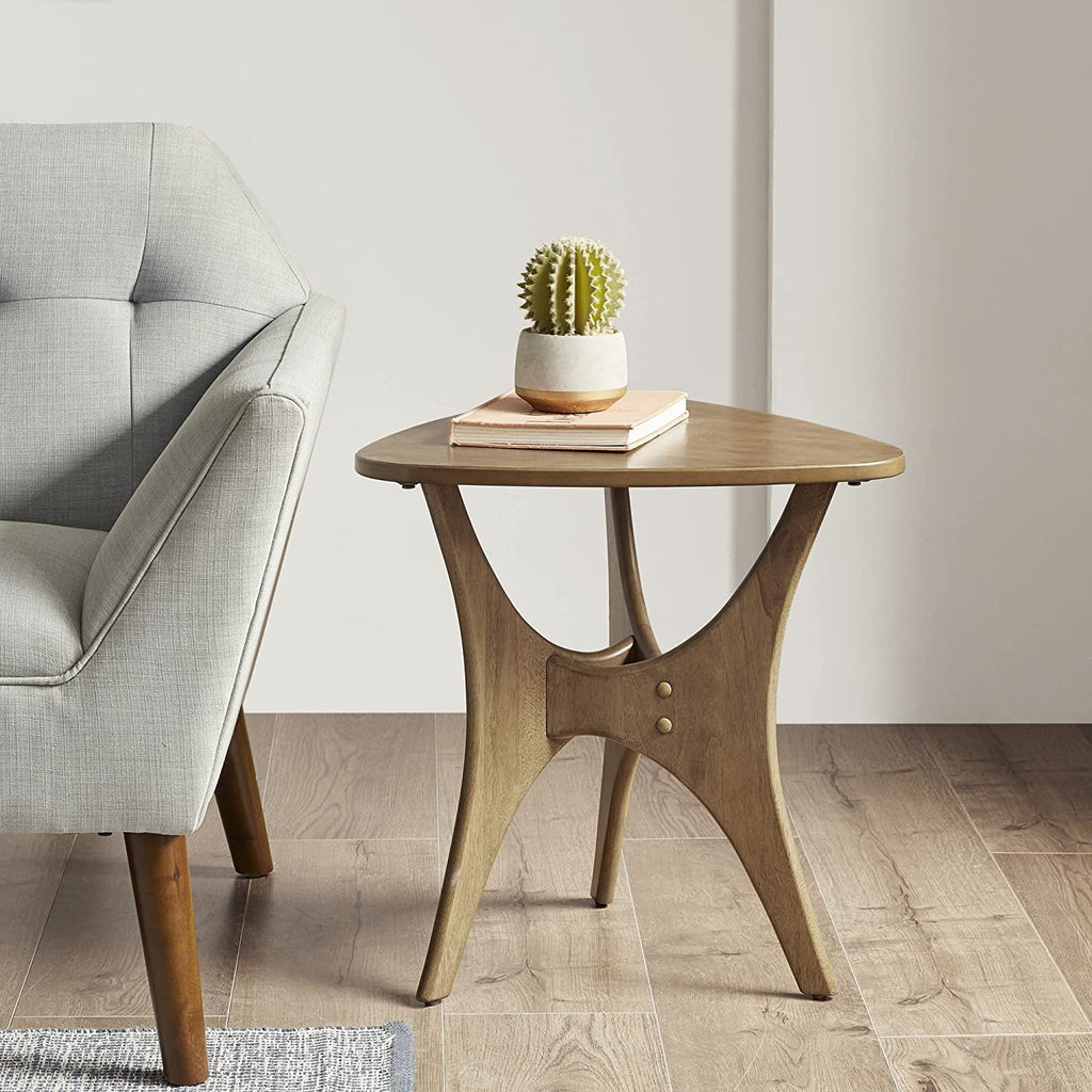 Light Brown Triangle Sofa Table with Solid Wood Legs D640954