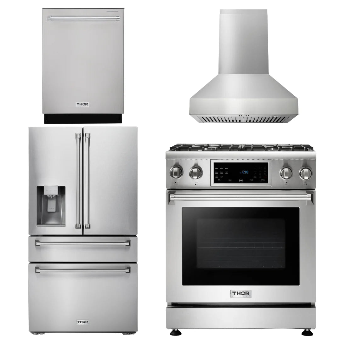 30 Gas Range, Range Hood, Refrigerator with Water and Ice Dispenser, Dishwasher H89453