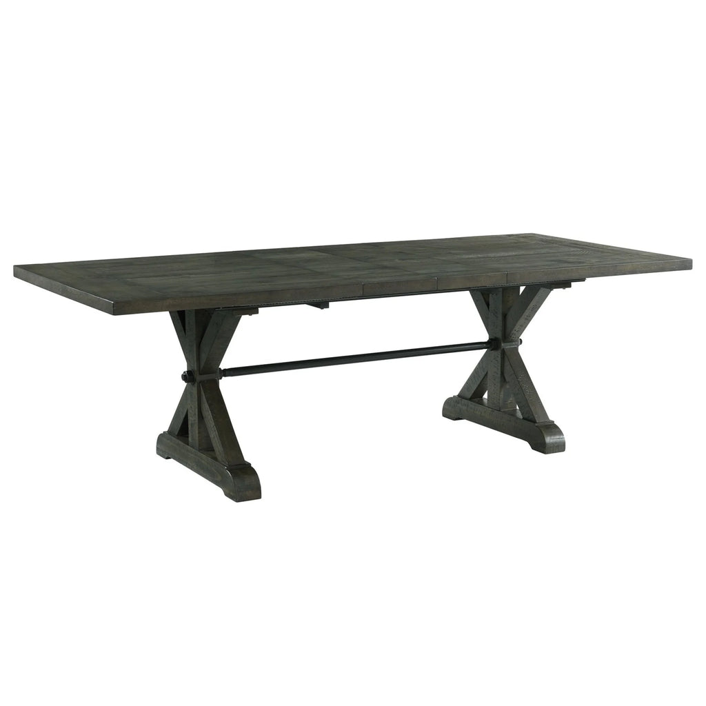 96" Rectangle Extension Pedestal Dining Table Distressed Gray Wood K14389