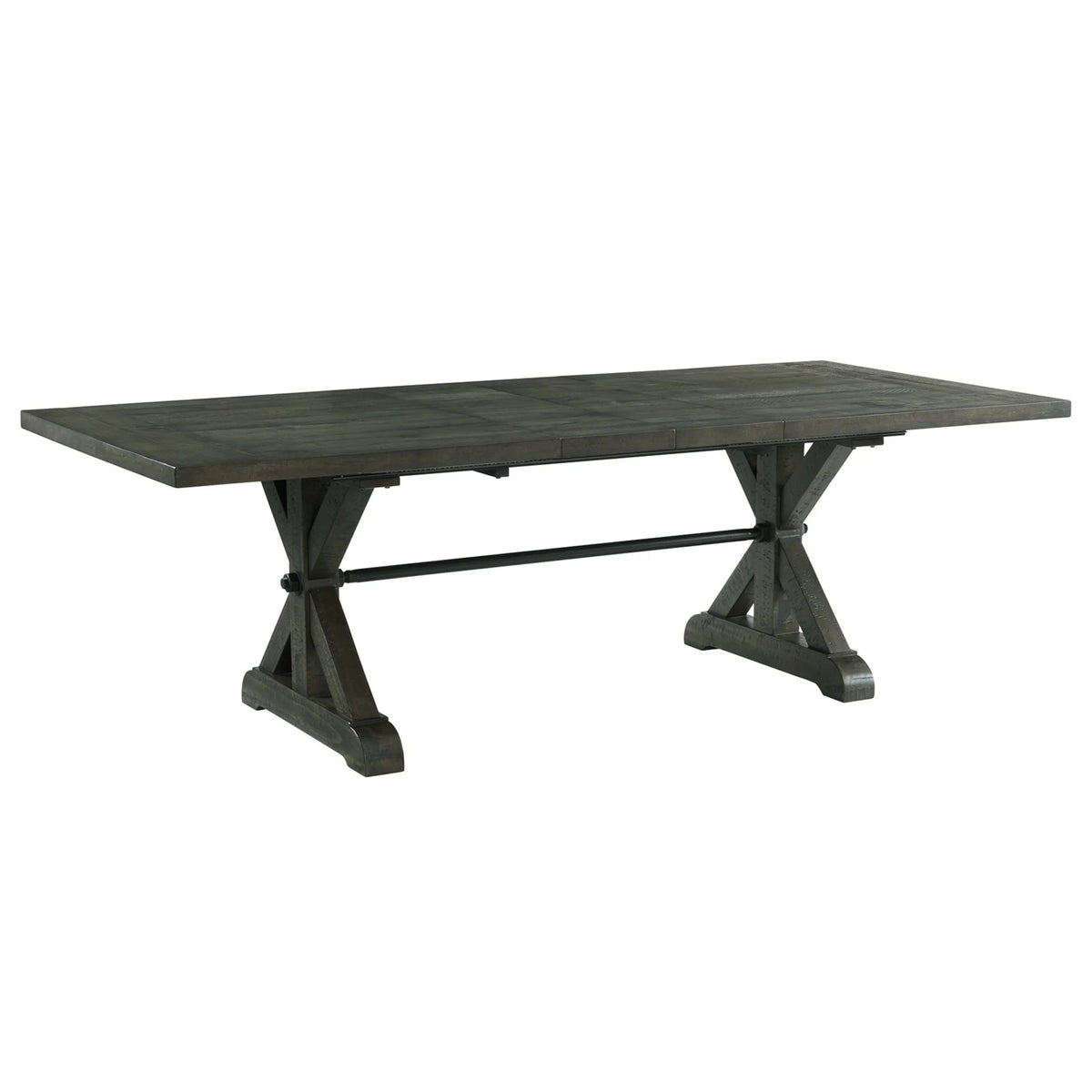 96" Rectangle Extension Pedestal Dining Table Distressed Gray Wood K14389