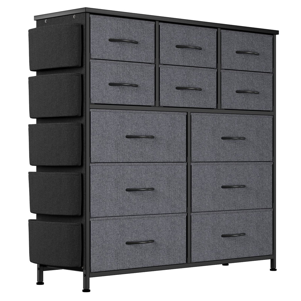 12 Drawer Fabric Dresser with Wood Tabletop B5452