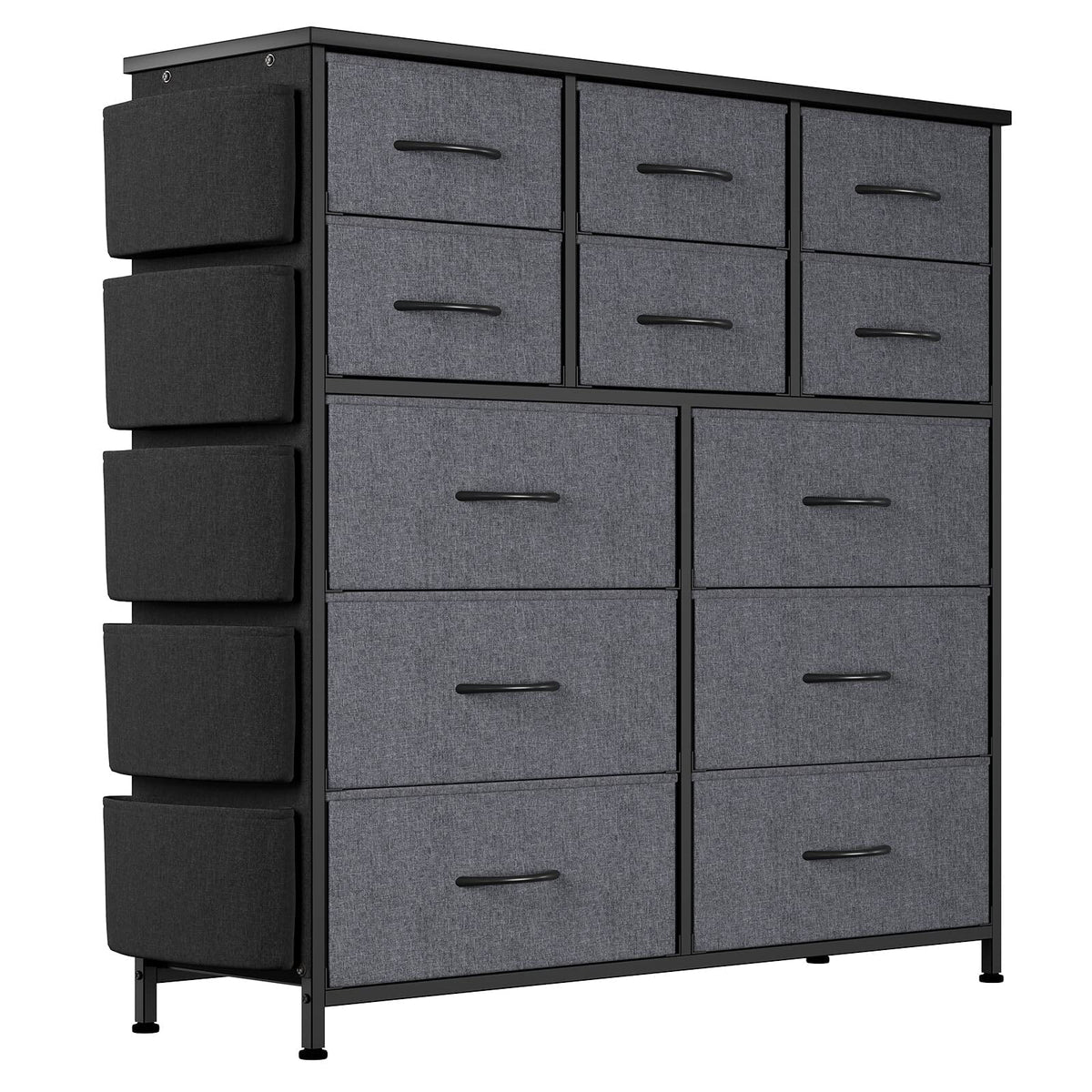 12 Drawer Fabric Dresser with Wood Tabletop B5452