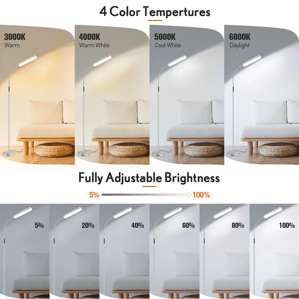 LED Floor Lamp with Remote Touch Control Adjustable Standing Light 4 Color Temperature G33394