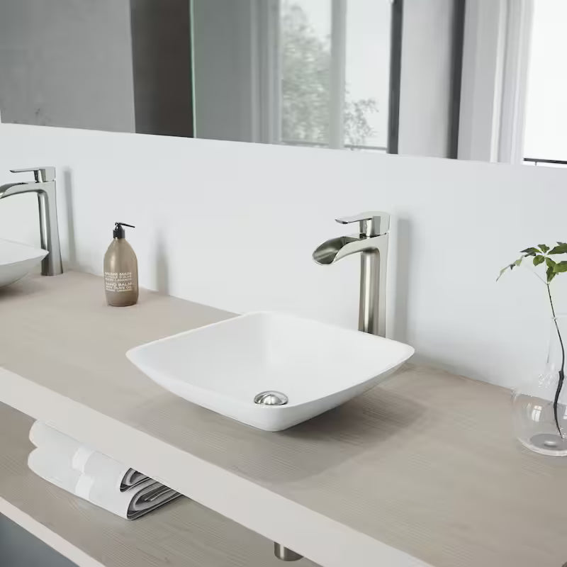 Single Handle Vessel Faucet in Brushed Nickel E60055