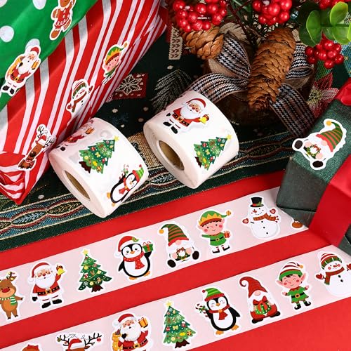 1200 Pcs Christmas Stickers Roll 1.5 Inch Self Adhesive 16 Designs H63349