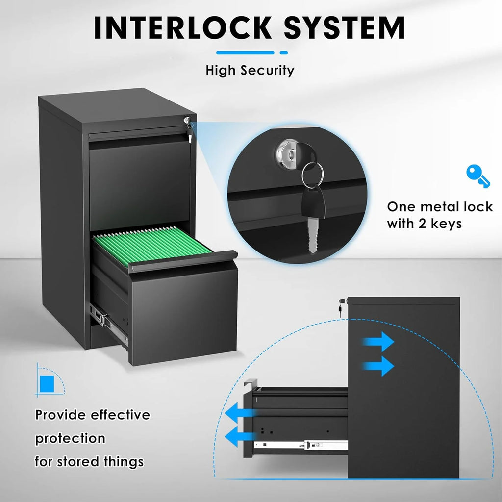 2 Drawer Metal Vertical File Cabinet with Lock F23174