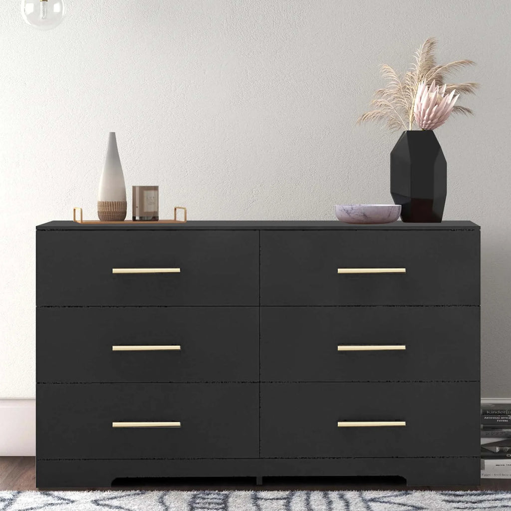 Black 6 Drawer Dresser S734