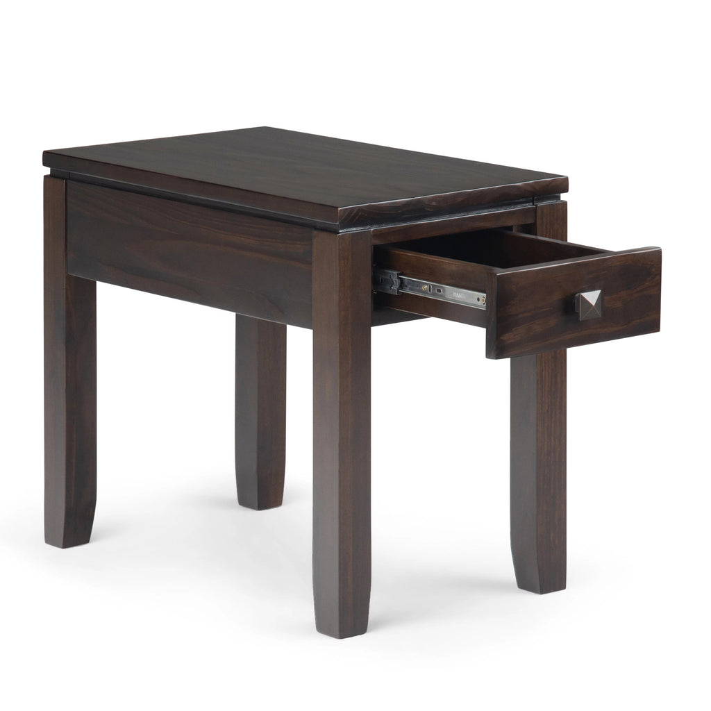 Solid Wood 14 inch Wide Rectangle Narrow Side Table in Mahogany Brown R488