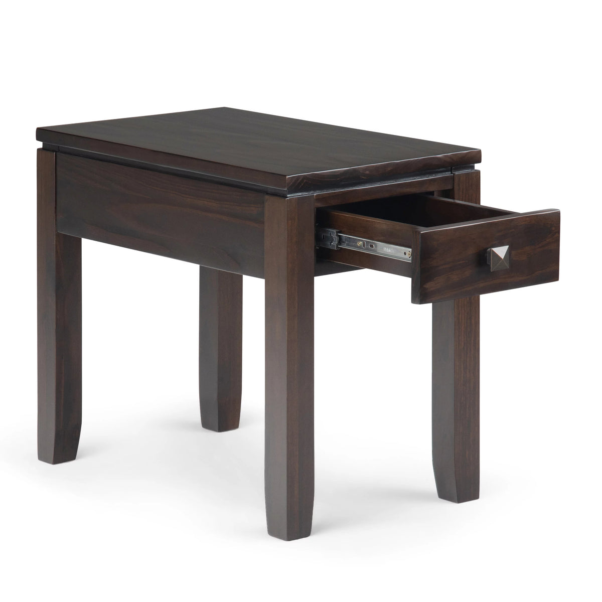 Solid Wood 14 inch Wide Rectangle Narrow Side Table in Mahogany Brown R488
