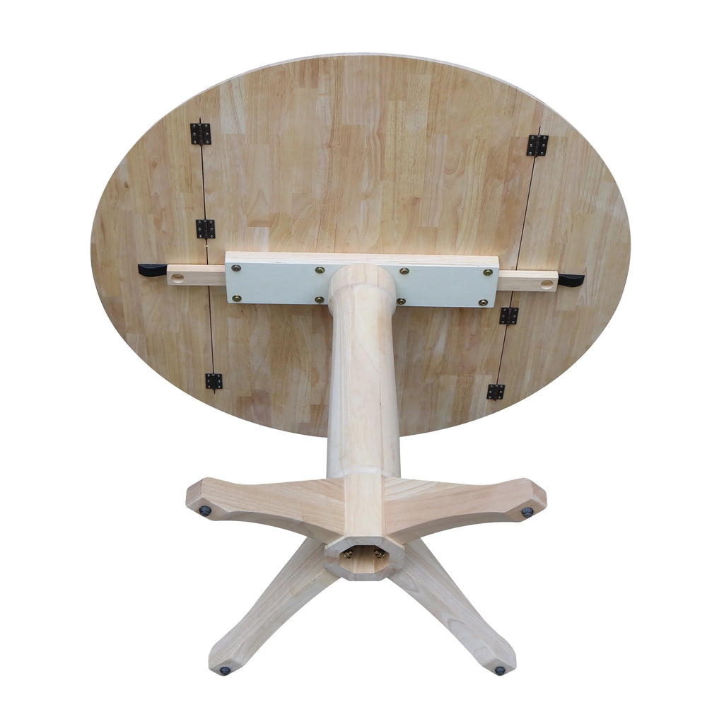 42" Round Solid Wood Dual Drop Leaf Pedestal Table R71045